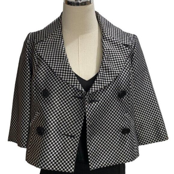 Express Design Studio Double Breasted Cropped Blazer 3/4" sleeve size O metallic - Picture 2 of 10